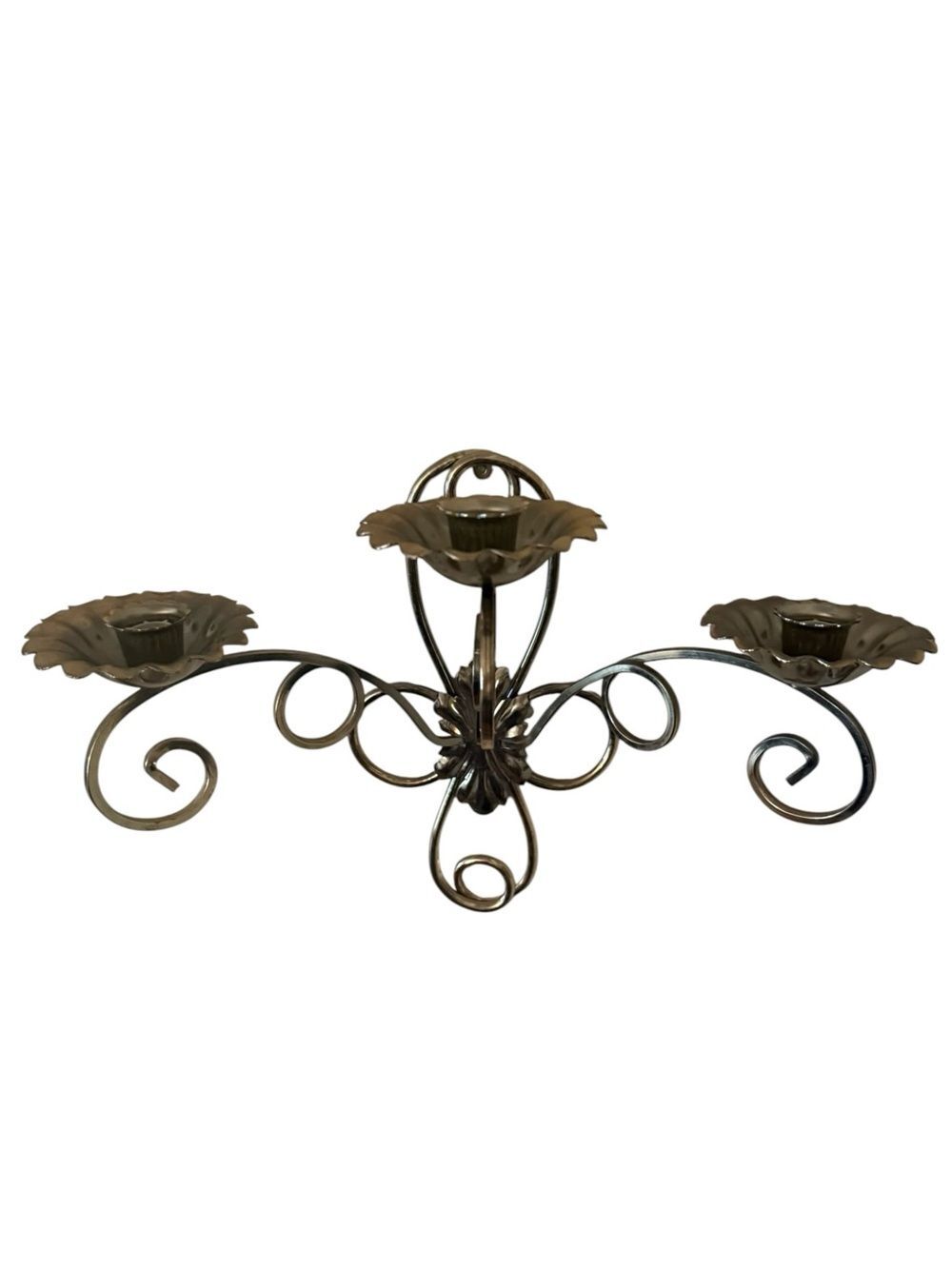 Vintage Ornate Brass 3 Candle Wall Sconce Hollywood Regency